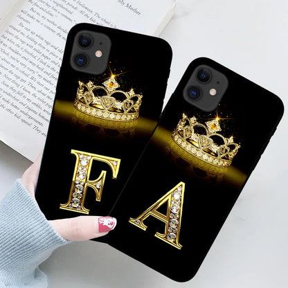 Luxury Diamond Crown Letter Case For iPhone