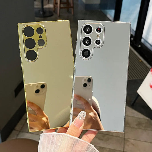 Electroplated Makeup Mirror Mobile Phone For Samsung