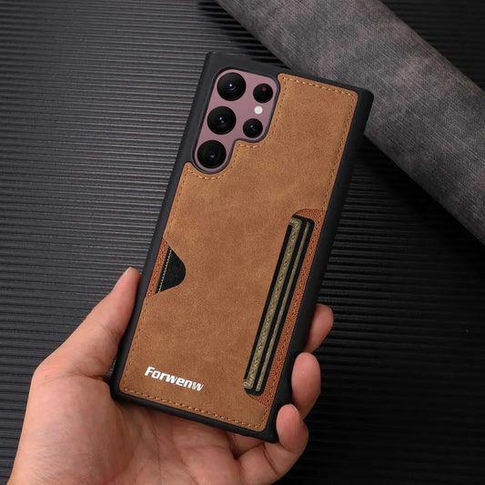 Retro Card Leather Case for Samsung