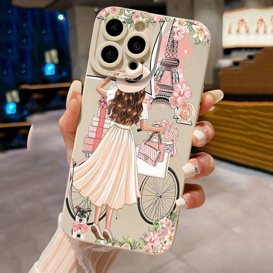 Flower Girl Pattern Decoration Phone Case for iPhone