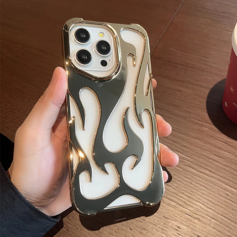 Smooth Plating hollow flame cooling soft phone case for iPhone