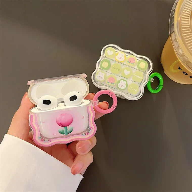 Cute Cartoon Couples Airpod Case with Keyring