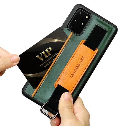 PU Leather Wristband Strap Card Holder Case for Samsung