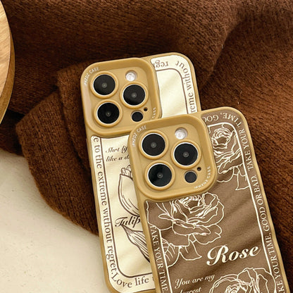 Leather wave pattern English Rose pattern for iPhone