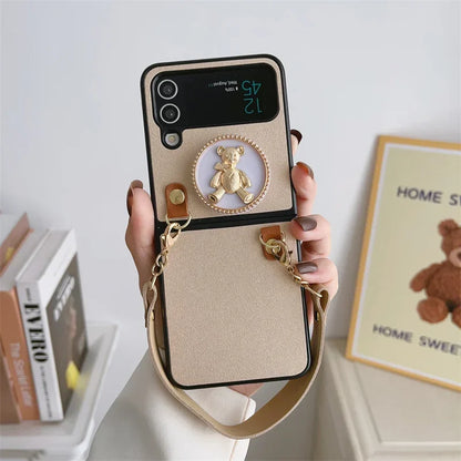 Cute Bear Stand Phone Case For Samsung Galaxy Z Flip