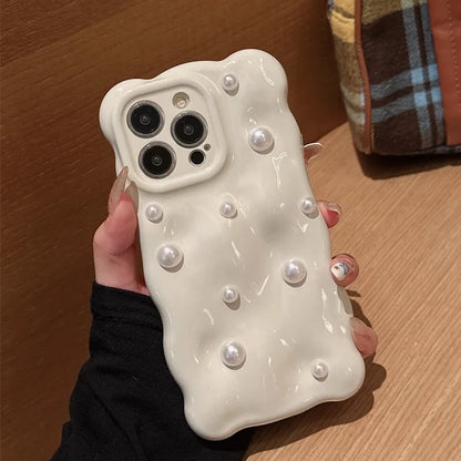 Luxury 3D Pearl Wavy Phone Case for iPhone