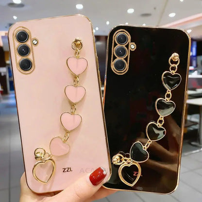 Luxury Plating Love Heart Bracelet Phone Case