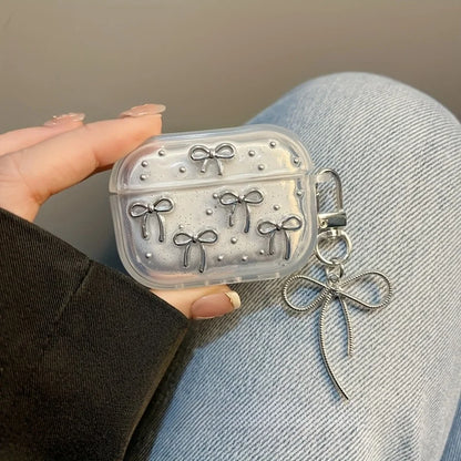 Cute Silver Bowknot Clear Case for AirPods