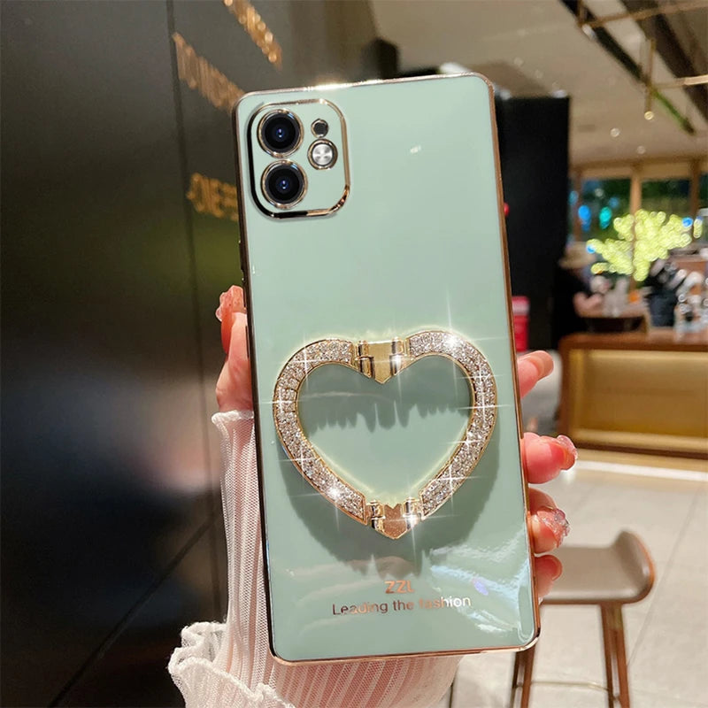 Luxury Shining Metal Love Holder Plating Soft Case