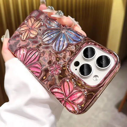 Luxury Shockproof Plating Flowers Mobile Phone Case For iPhone