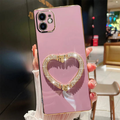 Luxury Shining Metal Love Holder Plating Soft Case