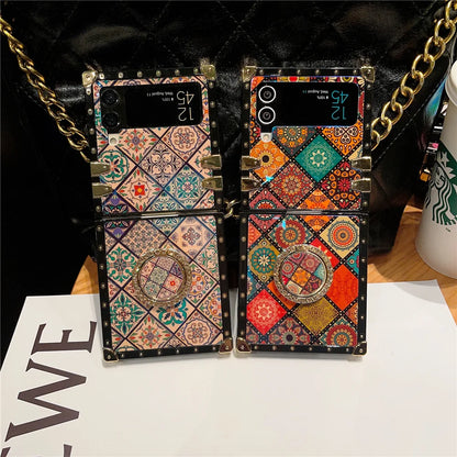 Luxury Glitter Patterned Flower Case For Galaxy Z Flip