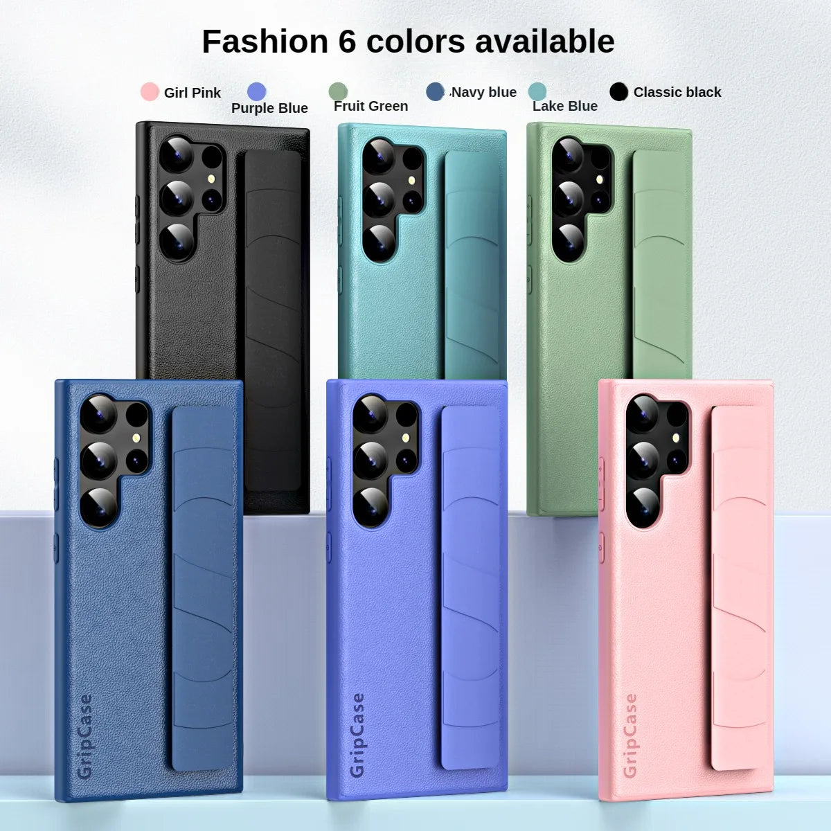 Luxury Plain PU Leather Case With Elastic Wrist Strap Samsung Case