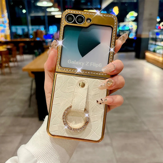 Electroplated Diamond Inlay PU Leather Phone Case for Samsung