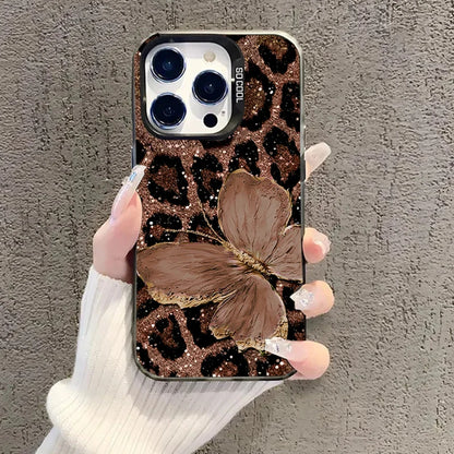 Luxury Butterfly Leopard Print  Phone Case For iPhone