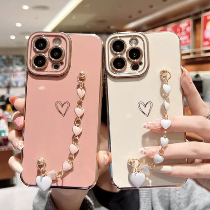 Soft Electroplated Love Heart Case For iPhone