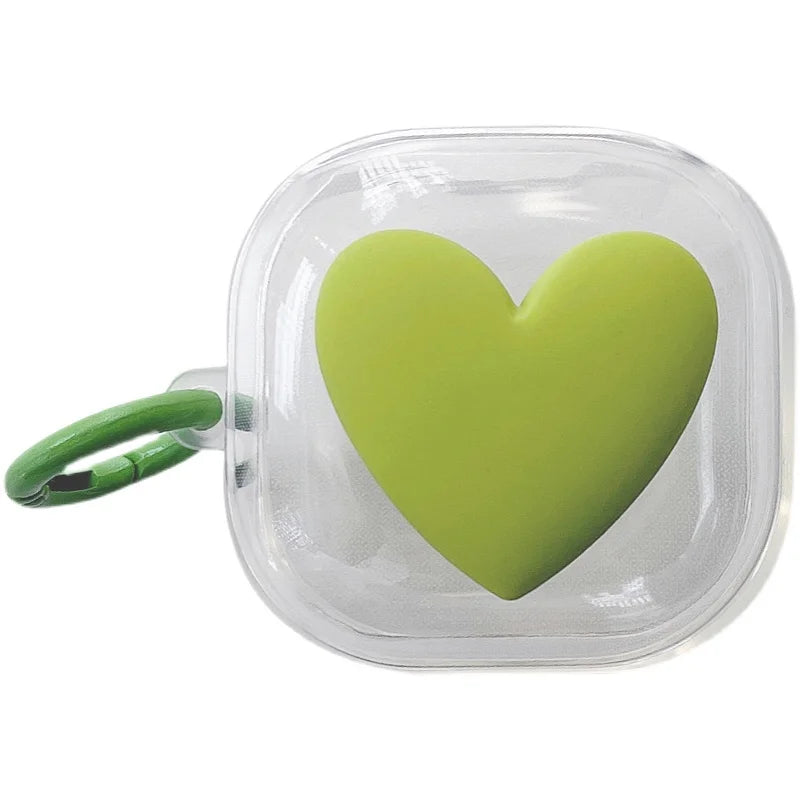 Candy Color Heart Clear Galaxy Buds Case With Keychain