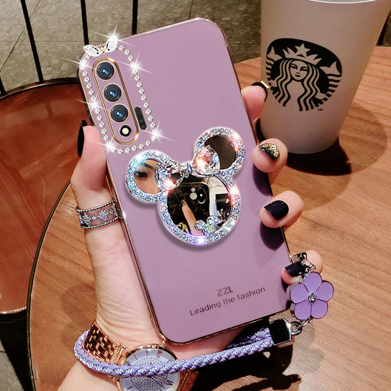 Luxury Diamond Cartoon Mirror Case For Galaxy