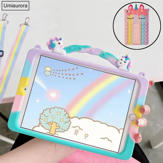 Kids Cartoon Unicorn Bubble Case For Galaxy Tab