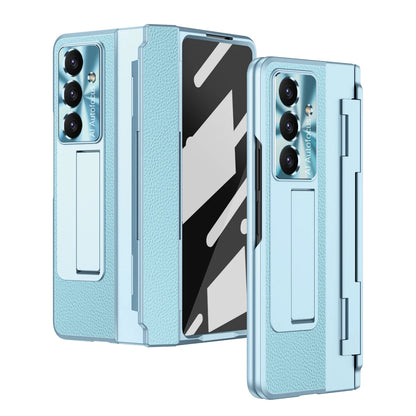 Luxury Leather One-Piece Plating Stand Hinge Shockproof Case For Samsung Z Fold