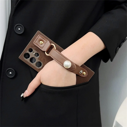 3D Pearl Brown Wristband Phone Case For Samsung