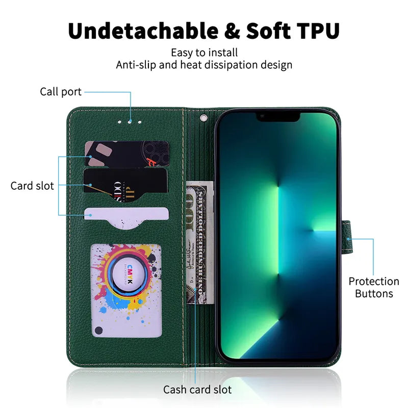 Solid Color Leather Wallet Case For Galaxy