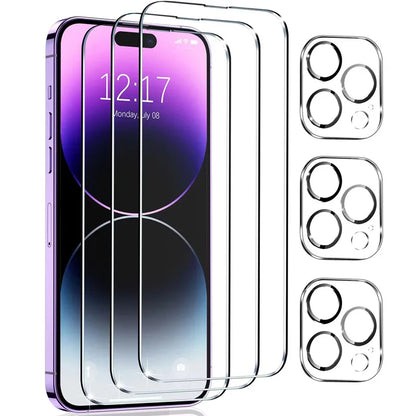 6 Pcs Tempered Glass for IPhone with Camera Lens Protector