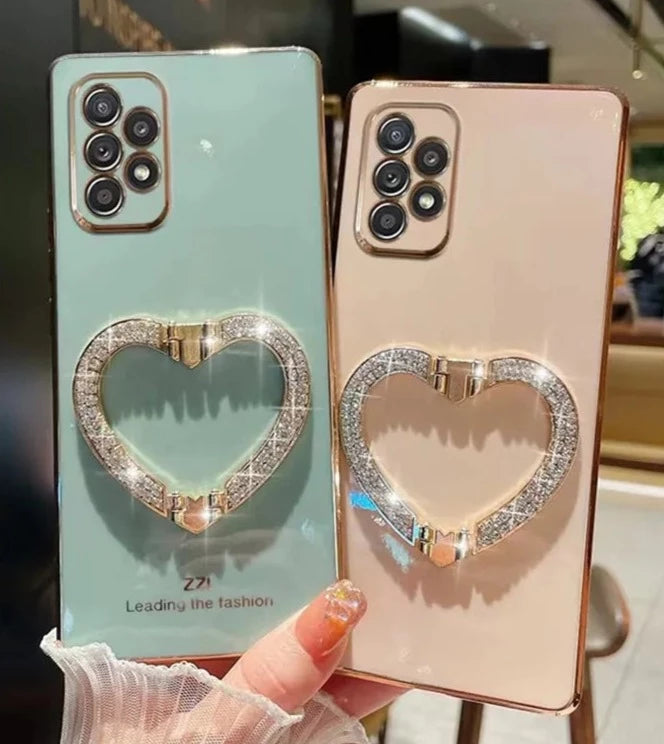 Luxury Shining Metal Love Holder Plating Soft Case