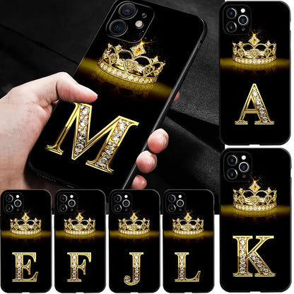 Luxury Diamond Crown Letter Case For iPhone