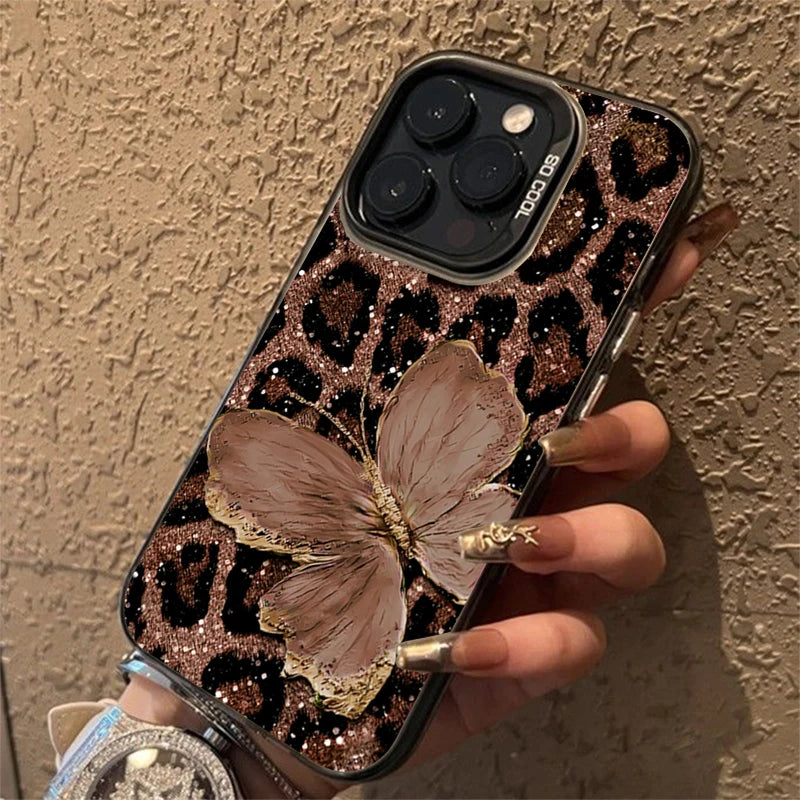 Luxury Butterfly Leopard Print  Phone Case For iPhone
