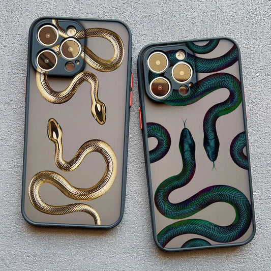 Luxurious Black Gold Snake Phone Case for iPhone