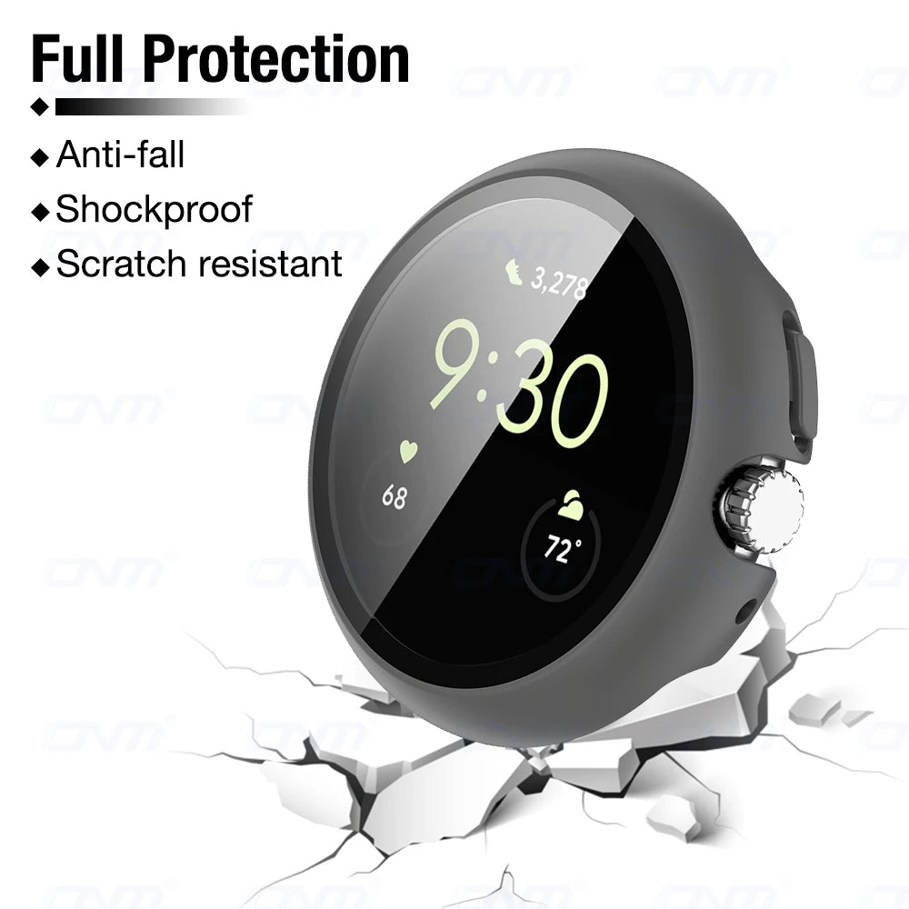 1 Pc Tempered Glass + Case for Google Pixel Watch