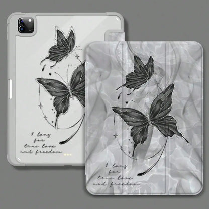 Water Wave Butterfly Case For iPad