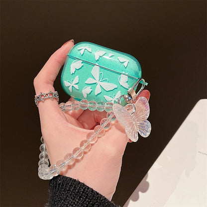 Crystal Butterfly Pendant Bead Bracelet AirPod Case