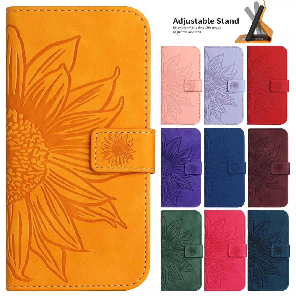 Sunflower Leather Wallet Case for Galaxy