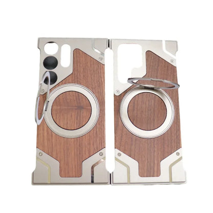 Walnut Wood Luxurious Aluminium Magsafe Case for Samsung