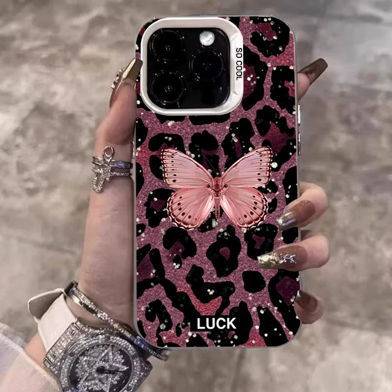 Luxury Butterfly Leopard Print  Phone Case For iPhone