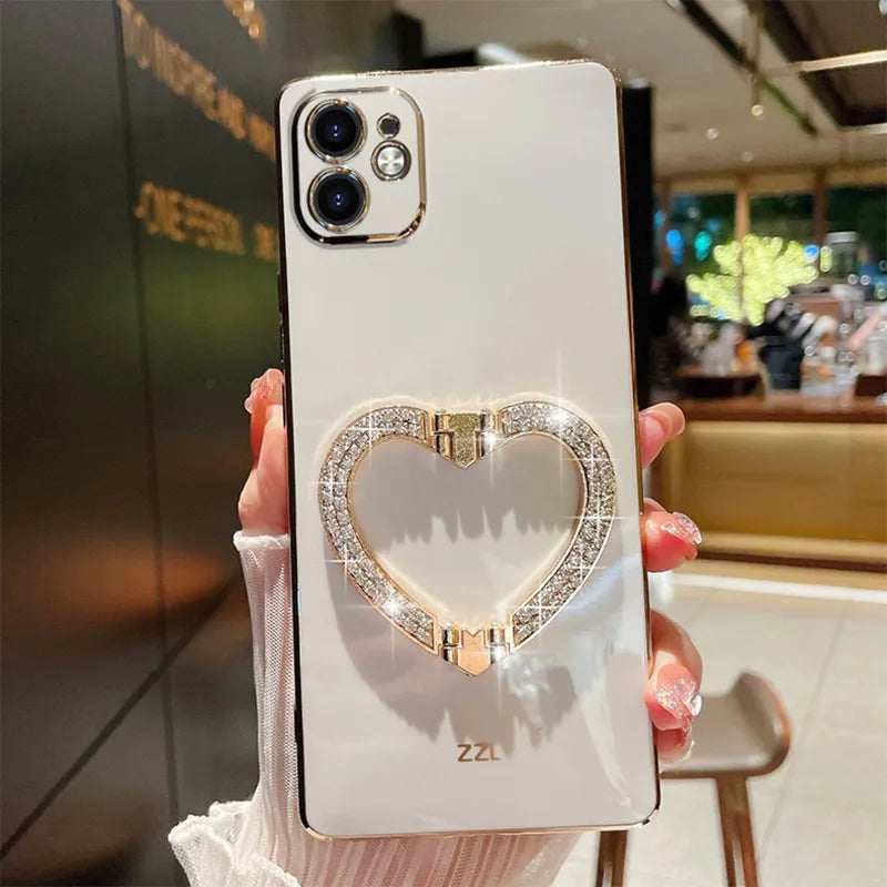 Luxury Shining Metal Love Holder Plating Soft Case