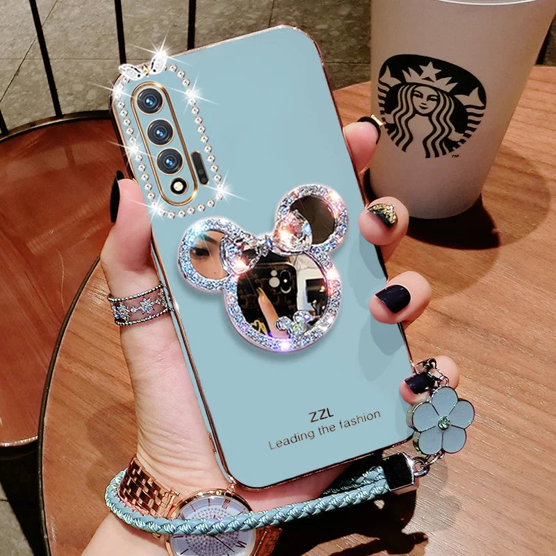 Luxury Diamond Cartoon Mirror Case For Galaxy