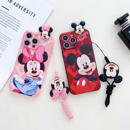 Soft Cartoon Case For iPhone with Strap