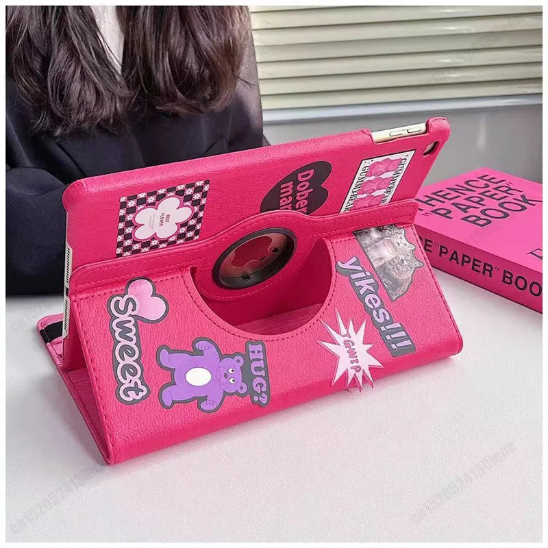 Solid Color Rotating Leather Tablet Cover for iPad