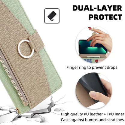 Leather Wallet Crossbody Flip Case For iPhone