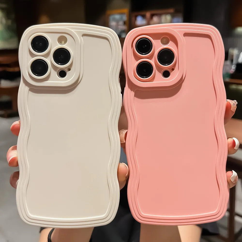 Cute Solid Curly Wave Case For iPhone