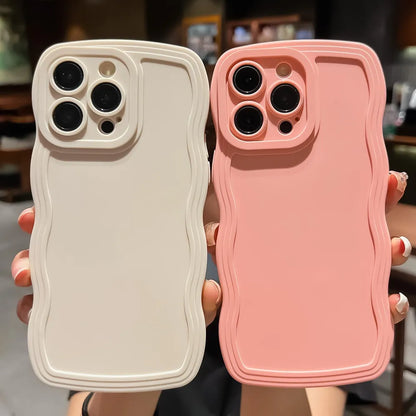 Cute Solid Curly Wave Case For iPhone