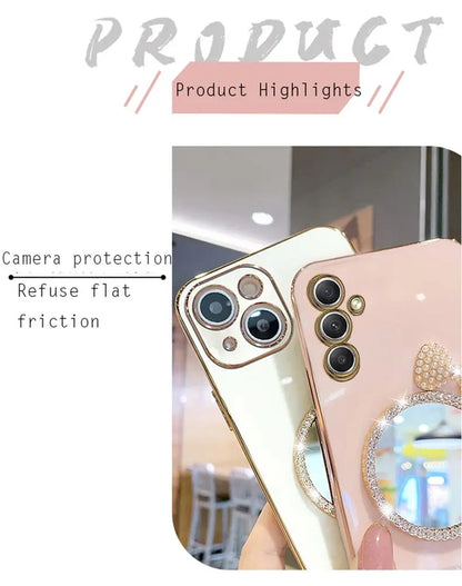 Make up Mirror Diamond Bling Case with Stand Cover