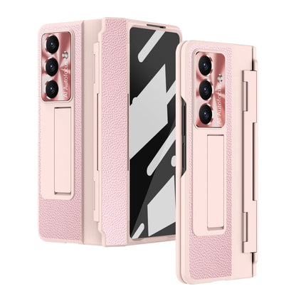 Luxury Leather One-Piece Plating Stand Hinge Shockproof Case For Samsung Z Fold