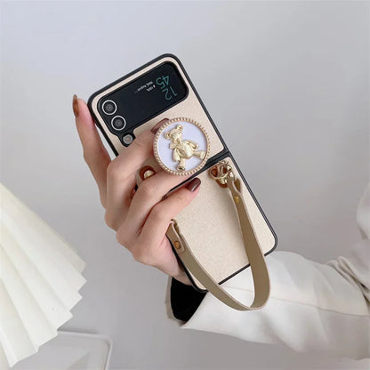 Cute Bear Stand Phone Case For Samsung Galaxy Z Flip