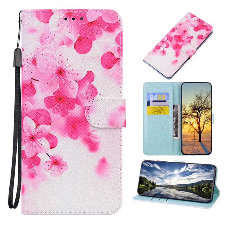 Magnetic Painted Wallet Case For Samsung Galaxy