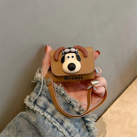 Cute Anime 3D Pilot Dog Cartoon Soft Leather Earphone Case For Airpods