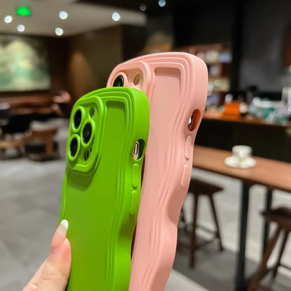 Cute Solid Curly Wave Case For iPhone